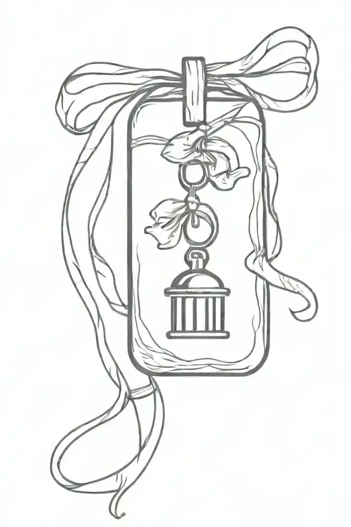 japanese omamori with ribbon and bell tattoo design idea