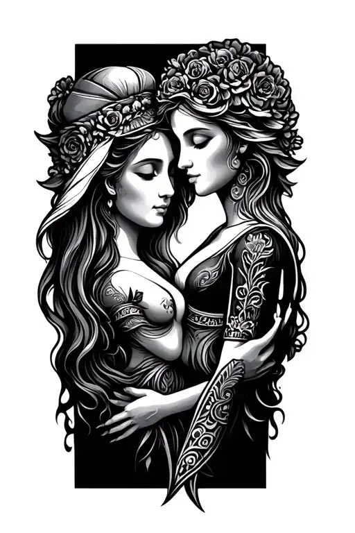 father mother daughter symbol intertwined tattoo design idea