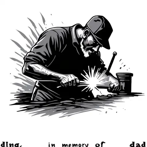 Welding in memory of dad name tattoo design idea