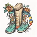 book and socks tattoo design idea