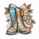 book and socks tattoo design idea