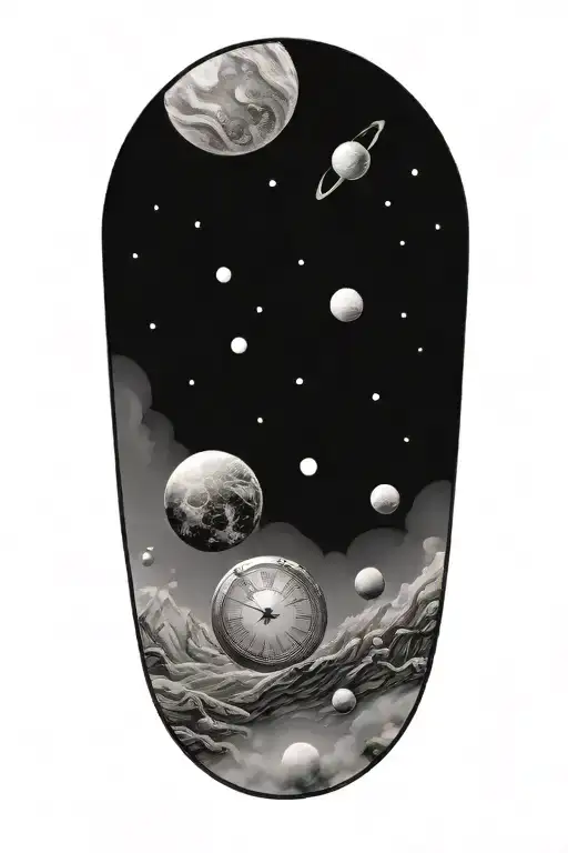 sky,planets,time universe, tattoo design idea