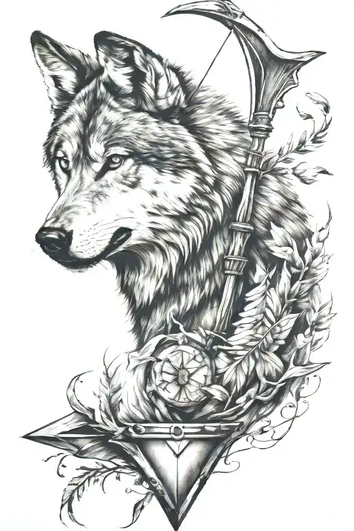 wolf and arrow tattoo design idea