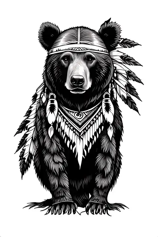 Bear Native American tribe  tattoo design idea