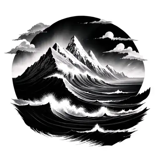 Ocean And Mountain tattoo design idea