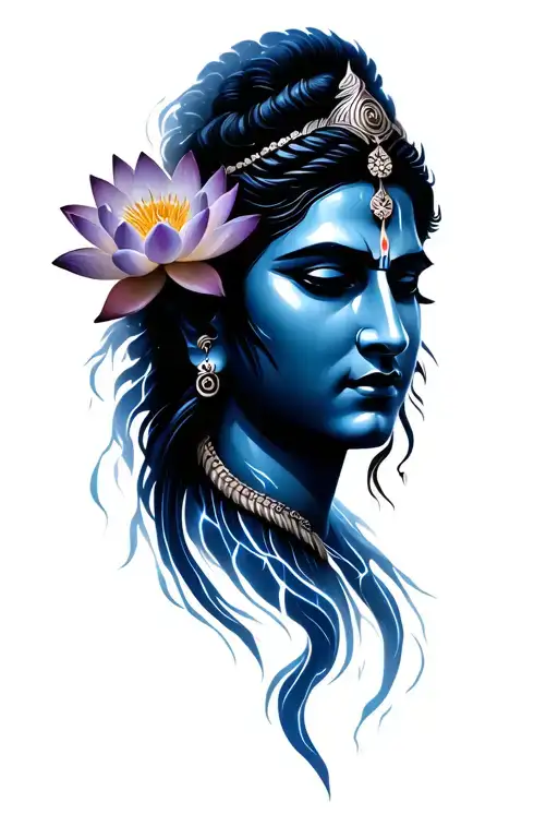 shiva, lotus flower,lightning tattoo design idea