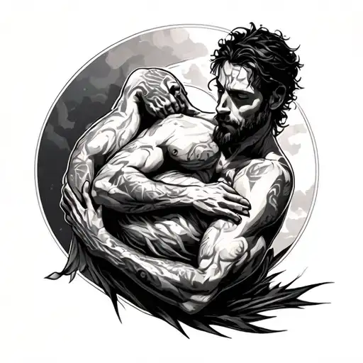 holding on enduring pain, falling but trying again against the odds, flawed but not losing and rising again, for a guy tattoo design idea