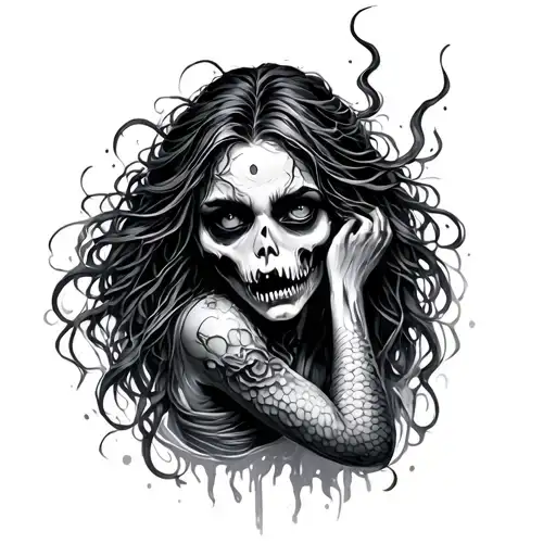 Zombie Mermaid tattoo design idea