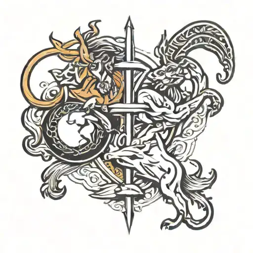 Capricorn and Sagittarius symbol tattoo design idea