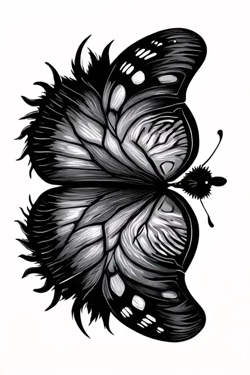 lion butterfly with fingerprint tattoo design idea