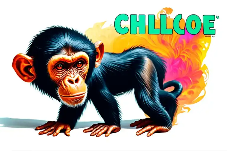 Monkey made out of name Chloe tattoo design idea