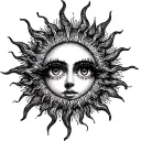 gothic sun with three eyes tattoo design idea