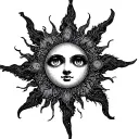 gothic sun with three eyes tattoo design idea