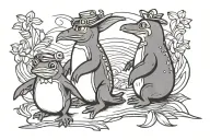 penguin frog friends tattoo design idea