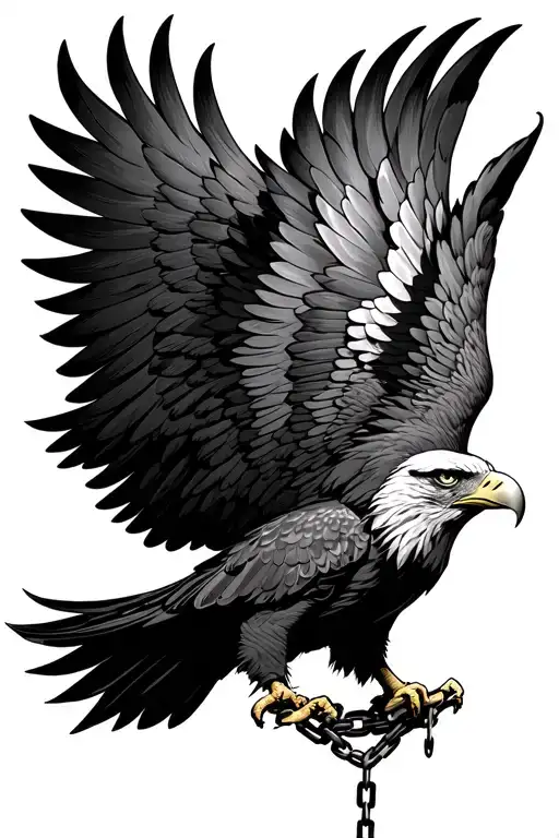 Eagle who is Changed Up but the Chain Brooks and the Eagle Spreads out His wings  tattoo design idea