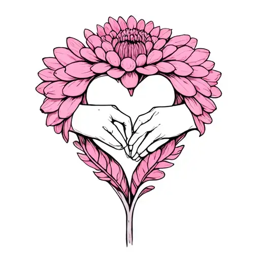 pinky promise inside of heart in the middle of a dhalia flower tattoo design idea
