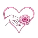 pinky promise inside of heart in the middle of a dhalia flower tattoo design idea