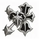 two chrome hearts crosses intertwined tattoo design idea