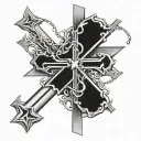 two chrome hearts crosses intertwined tattoo design idea