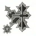 two chrome hearts crosses intertwined tattoo design idea