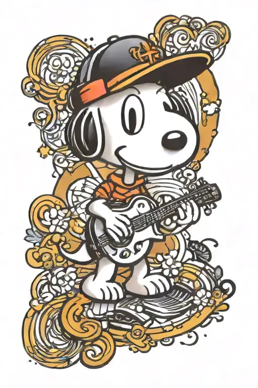 snoopy music tattoo design idea