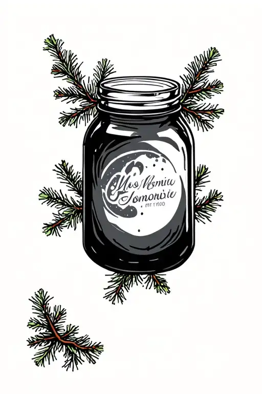 moonshine  jar pines tattoo design idea