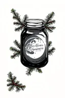 moonshine  jar pines tattoo design idea