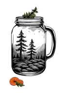moonshine  jar pines tattoo design idea