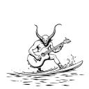 devil playing guitar while water skiing tattoo design idea
