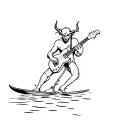 devil playing guitar while water skiing tattoo design idea