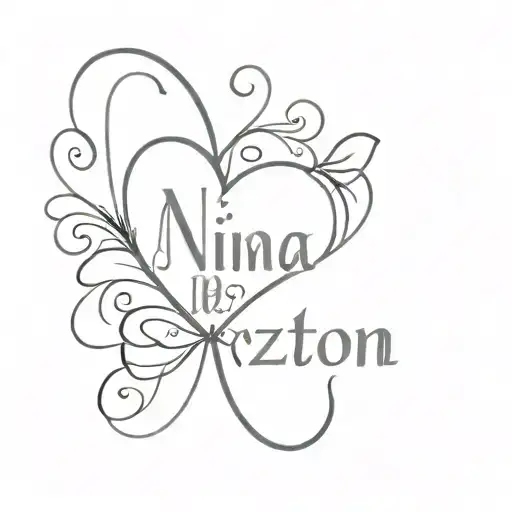 Text that says "Nina de mi corazon" with bow tattoo design idea