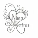 Text that says "Nina de mi corazon" with bow tattoo design idea
