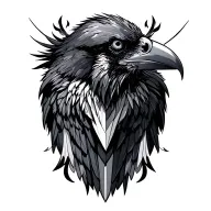 raven patchwork tattoo design idea