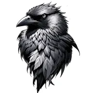 raven patchwork tattoo design idea