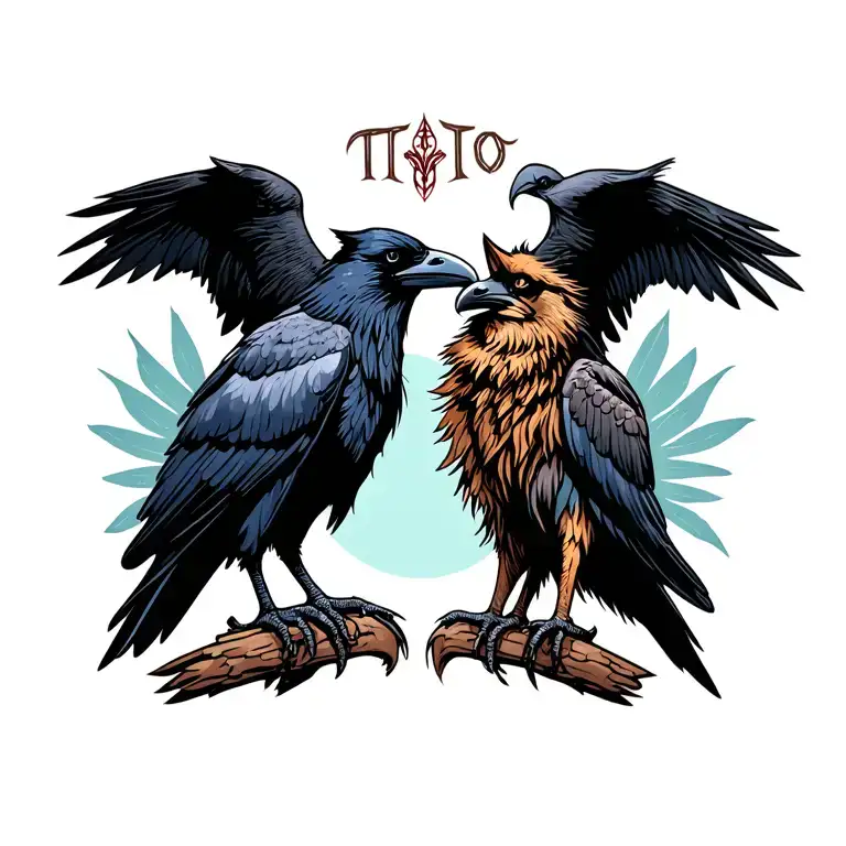 raven and vulture and coyote  tattoo design idea