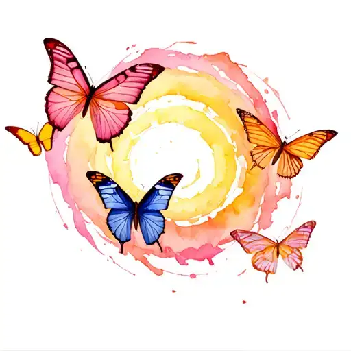 Butterflies coming out of a spiral of life tattoo design idea