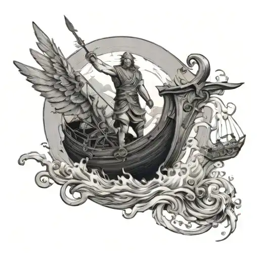 Fall of Icarus and Charon's Hell Boat tattoo design idea