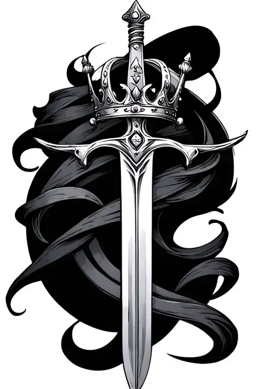 sword with crown on top tattoo design idea