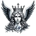 Ángel Diamonds and Crown of King tattoo design idea