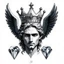 Ángel Diamonds and Crown of King tattoo design idea