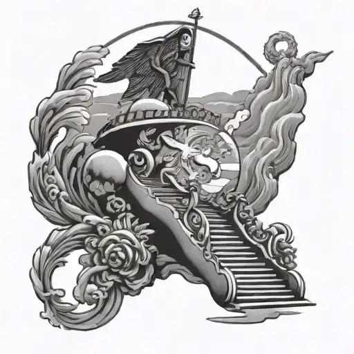 stairs going into heaven marine corps emblem tank tattoo design idea
