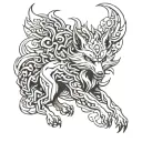 9 tailed fox walking tattoo with prince with thousands enemies drawing style  tattoo design idea