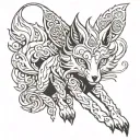 9 tailed fox walking tattoo with prince with thousands enemies drawing style  tattoo design idea