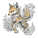9 tailed fox walking tattoo with prince with thousands enemies drawing style  tattoo design idea