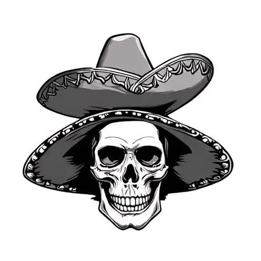 mariachi skull with sombrero tattoo design idea