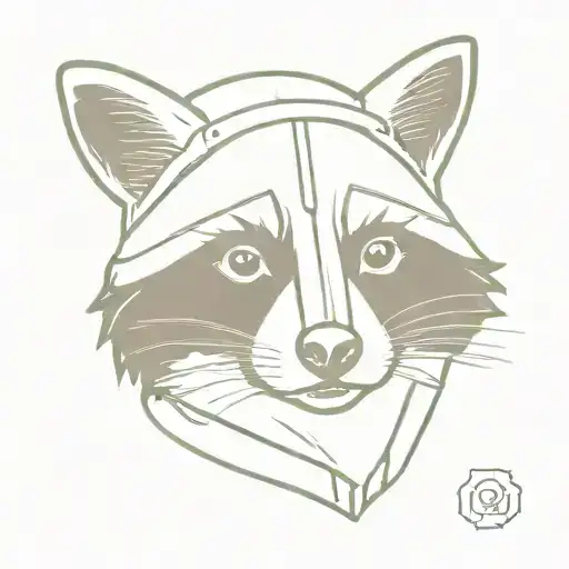raccoon with an army helmet tattoo design idea