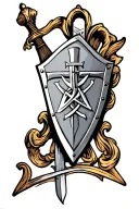 Templar shield with cross and sword  tattoo design idea