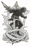 leviathan being stabbed by a sword, the beach, Star Wars Resistance symbol tattoo design idea