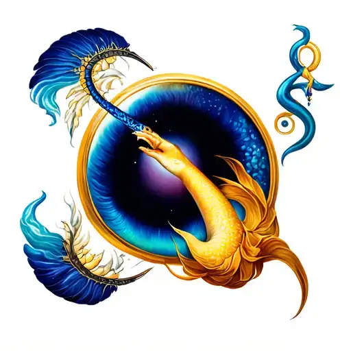 Aquarius zodiac sign incorporated tattoo design idea