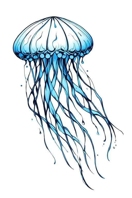 jellyfish black, blue accents tattoo design idea